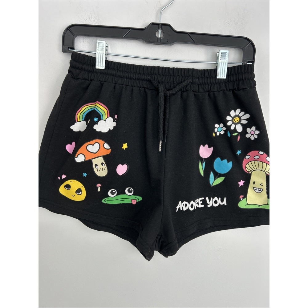 Romwe Street Life Women's SZ6 Adore You Cartoon Drawstring Shorts